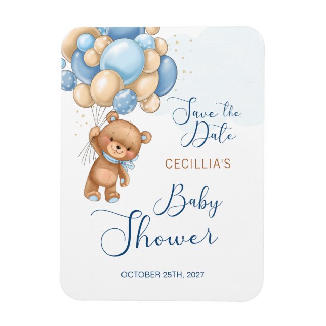 Bear Balloons Baby Shower Save the Date Magnet (Vertical)