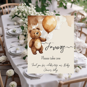 Bear Balloons Bearly Wait Baby Shower Favours Poster