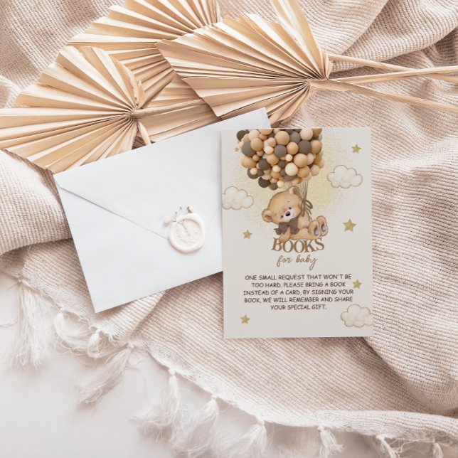 Bear balloons beige brown book request enclosure card (Creator Uploaded)