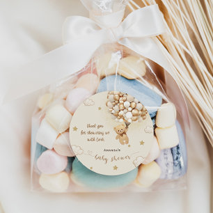 Bear Balloons Beige Gold Thank You Classic Round Sticker