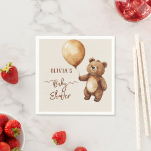 Bear Balloons Clouds Wait Baby Shower Bearly Napkin
