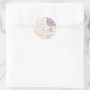Bear Balloons Cute Pink Baby Shower Classic Round Sticker
