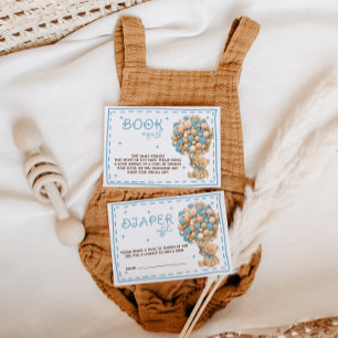 Bear Balloons Diaper Raffle Blue Enclosure Card
