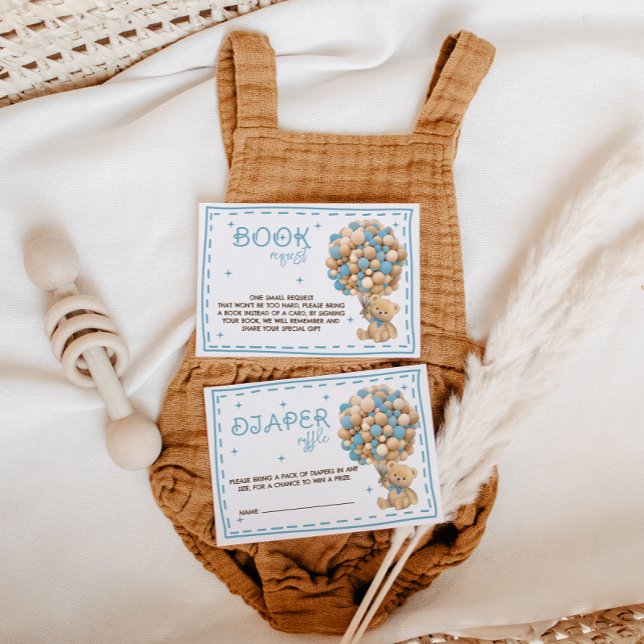 Bear Balloons Diaper Raffle Blue Enclosure Card (Creator Uploaded)