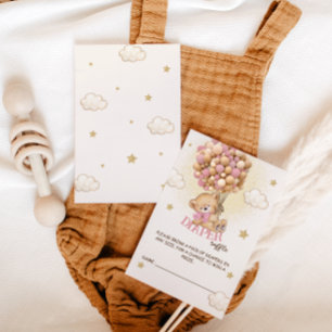 Bear balloons Diaper Raffle Boho Pink Enclosure Card