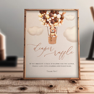 Bear Balloons Diaper Raffle Sign