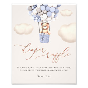 Bear Balloons Diaper Raffle Sign