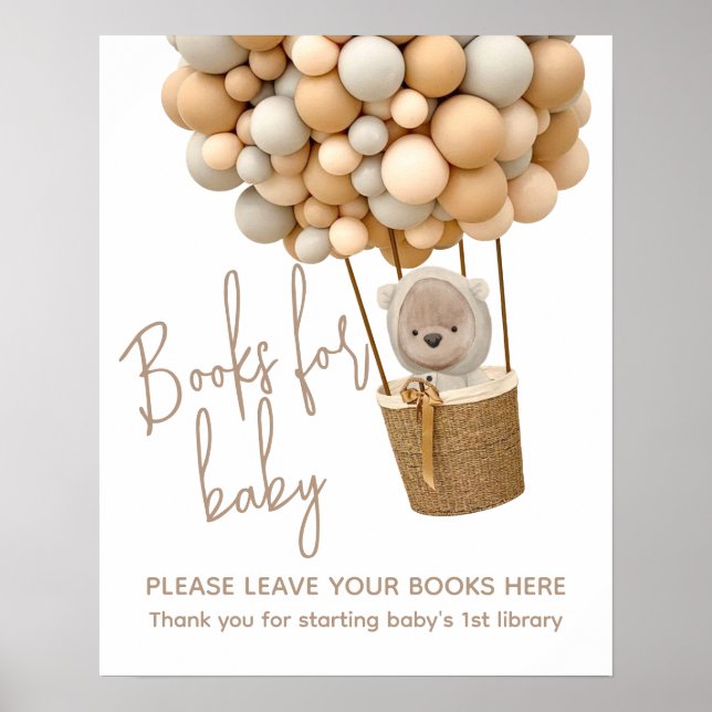 Bear Balloons Modern Baby Shower book for baby Poster (Front)