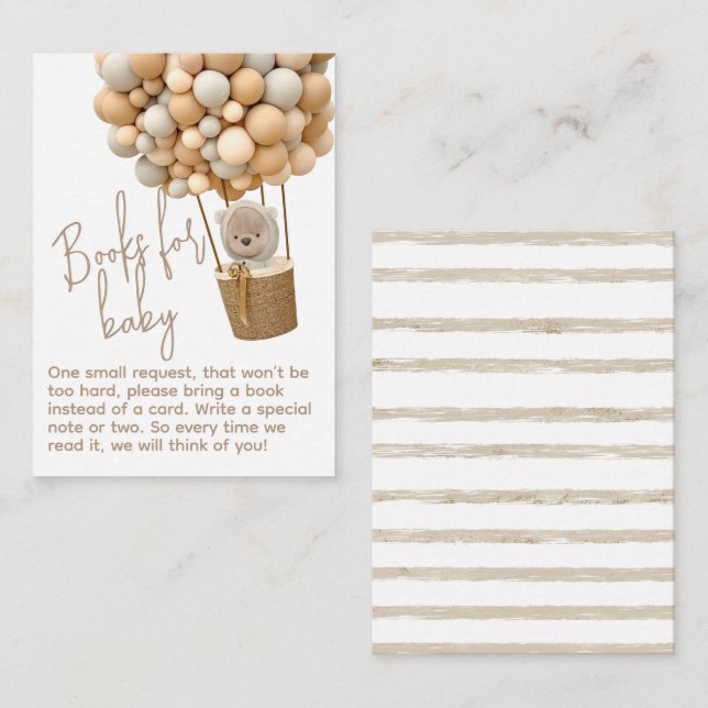 Bear Balloons Modern Gender neutral Baby Shower Enclosure Card (Front/Back)