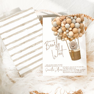 Bear Balloons Modern Gender neutral Baby Shower Invitation