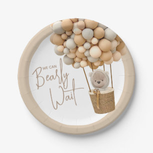 Bear Balloons Modern Gender neutral Baby Shower Paper Plate