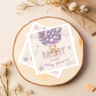 Bear Balloons Pastel Purple Baby Shower Napkin