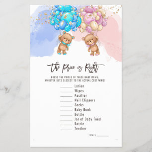Bear Balloons Right Price, Gender Reveal Game Flyer