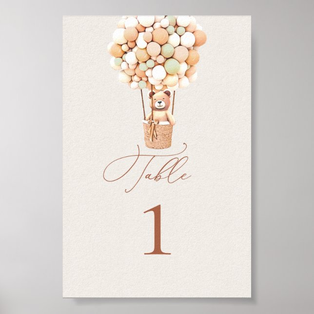 Bear Balloons Table Number Poster (Front)
