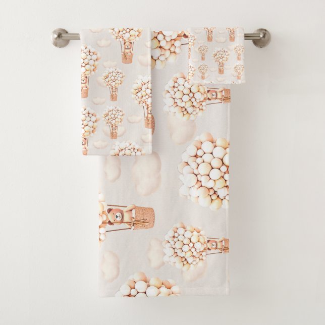 Bear Balloons Wrapping Paper Bath Towel Set (Insitu)