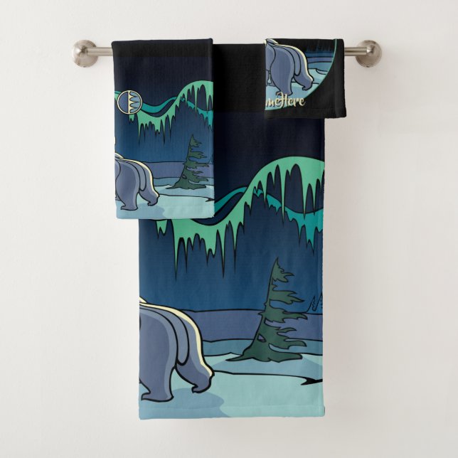 Bear Bath Towel Set Custom Polar Bear Towels (Insitu)