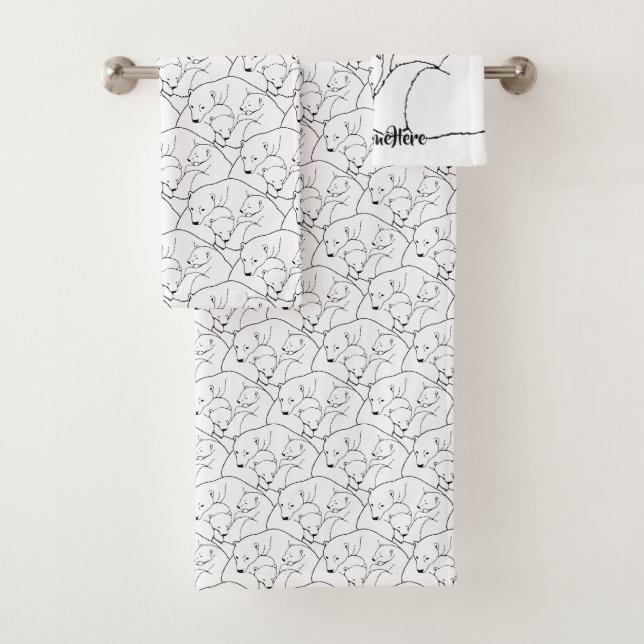 Bear Bath Towel Set Custom Polar Bear Towels (Insitu)
