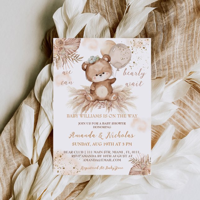 Bear Bearly Wait Baby Shower Invitation (Creator Uploaded)