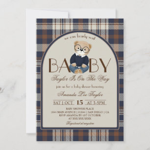 Bear Bearly Wait Luxury Boy Baby Shower Invitation