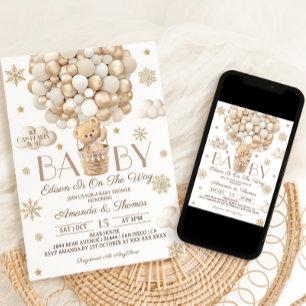 Bear Bearly Wait Winter Snowflakes Baby Shower Invitation