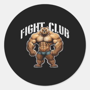 Bear Beast Muscles Boxing Workout Gym Mma Fight Cl Classic Round Sticker