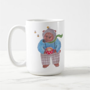 Bear, bees and cappuccino coffee mug