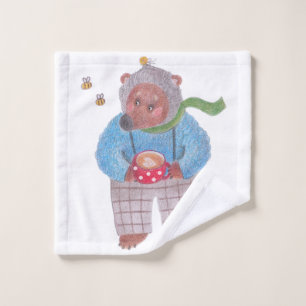 Bear, bees and cappuccino wash cloth