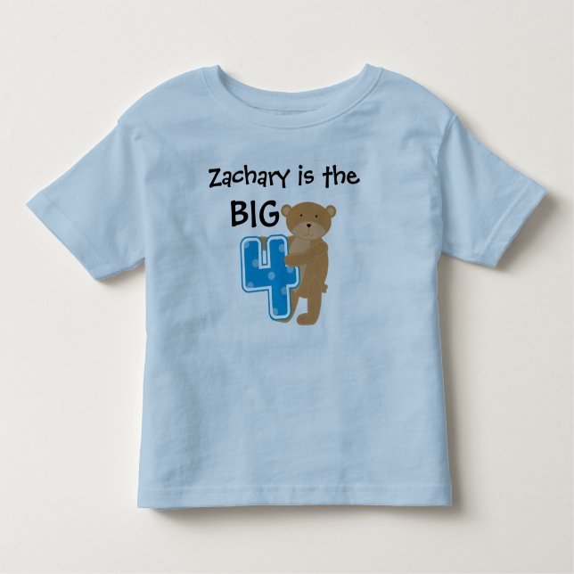 Bear Big Four Customisable Birthday T-shirt (Front)