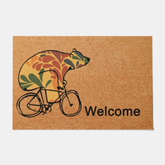 Bear Bike Doormat Gift, Funny Bear Outdoor Mat