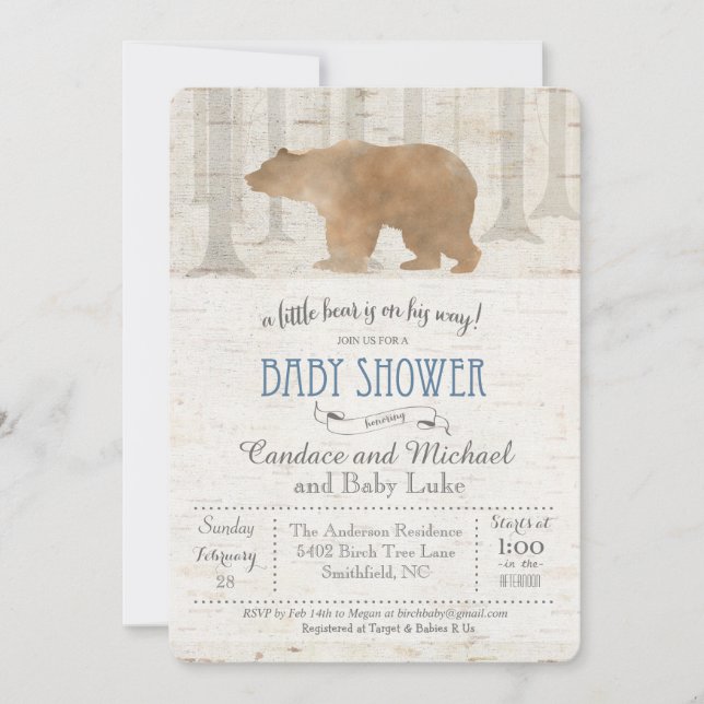 Bear Birch Baby Shower Invitation (Front)