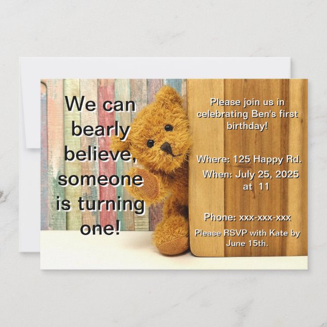 Bear Birthday Invitation (Front)