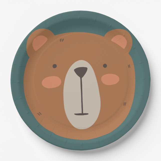 Bear Birthday Kids  Paper Plate (Front)