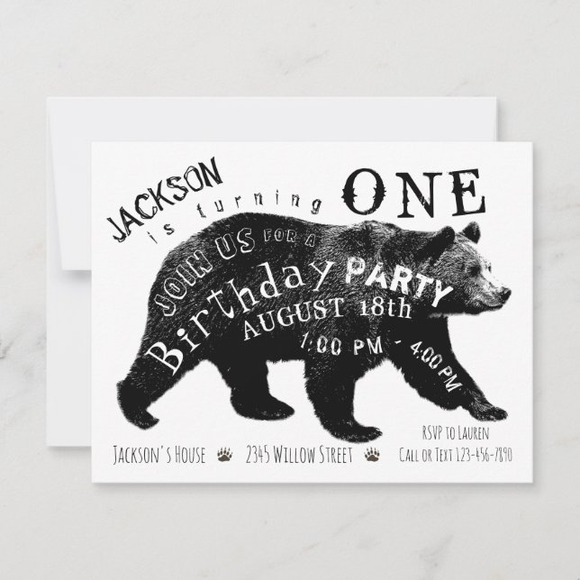 Bear Birthday Party Invitations (Front)