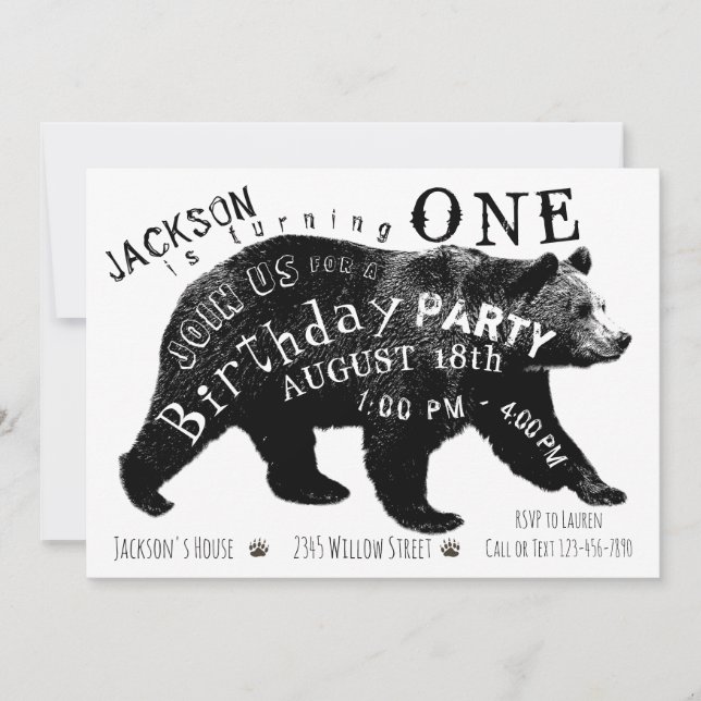 Bear Birthday Party Invitations (Front)