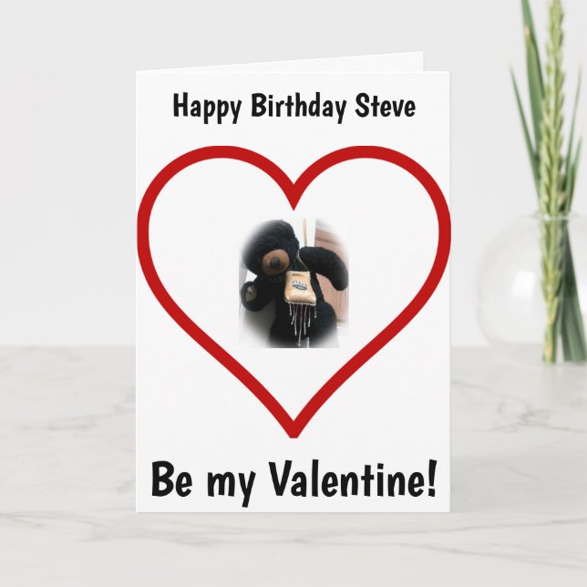 Bear Birthday Valentine Greeting Card (Front)