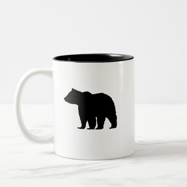 Bear Black Silhouette Mountain Living Two-Tone Coffee Mug (Left)