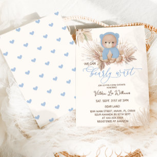 Bear Blue Boy Baby Shower  Invitation