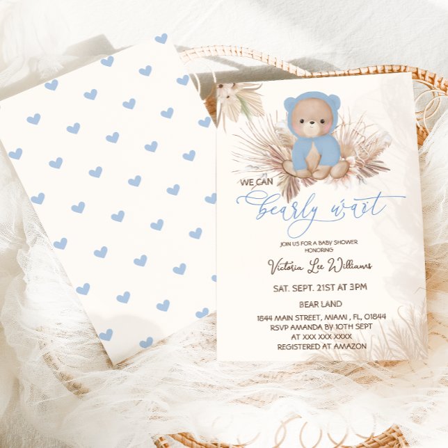 Bear Blue Boy Baby Shower  Invitation (Creator Uploaded)