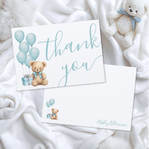 Bear Blue Boy Baby Shower Thank You Card