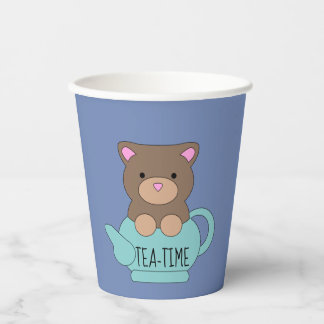 Bear Blue Cute Teapot Birthdays Kids Paper Cup