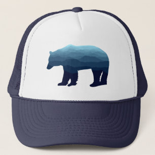 Bear Blue Forest Mountains Trucker Hat