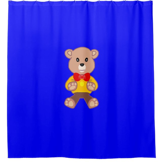 Bear Blue Shower Curtain (Front)