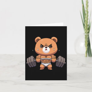 Bear Bodybuilder Bodybuilding Muscle Gym Weightlif Card