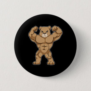 Bear Bodybuilder Bodybuilding Sports 6 Cm Round Badge