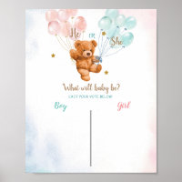 Bear Boy or Girl Voting Board Gender Reveal party