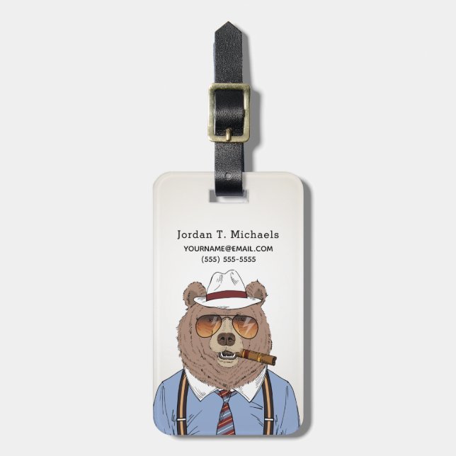 Bear Breakfast | Add Your Name Luggage Tag (Front Vertical)