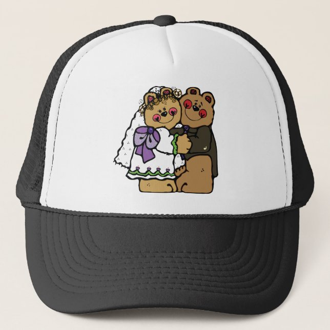 Bear Bride and Bear Groom Trucker Hat (Front)