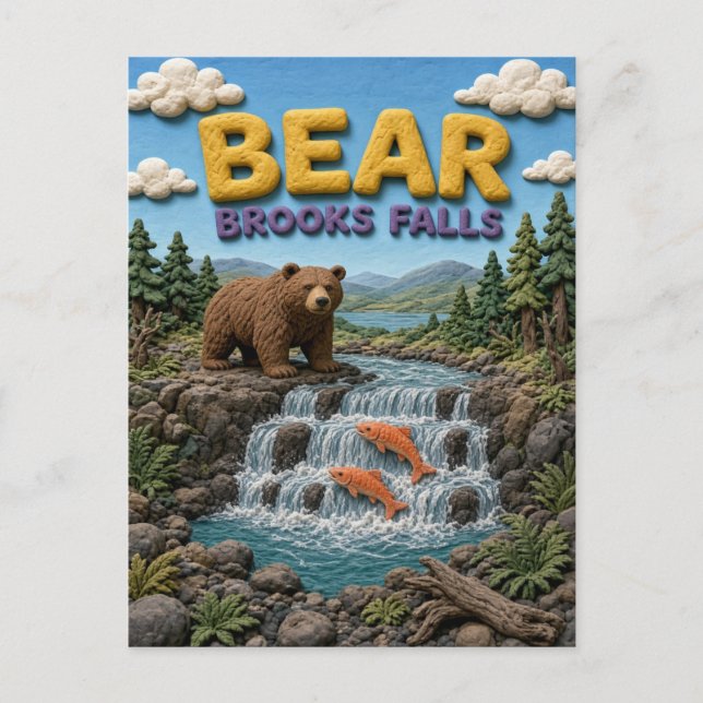Bear Brooks Falls Modern KlayKoo Postcard (Front)