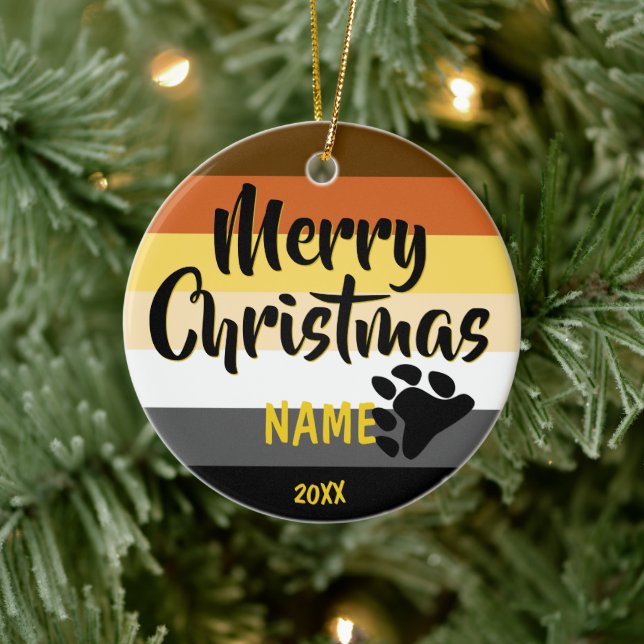 Bear Brotherhood Pride Personalised Christmas Ceramic Ornament (Tree)