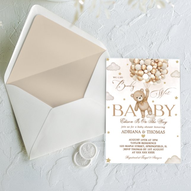 Bear Brown Gender Neutral Baby Shower  Invitation (Creator Uploaded)